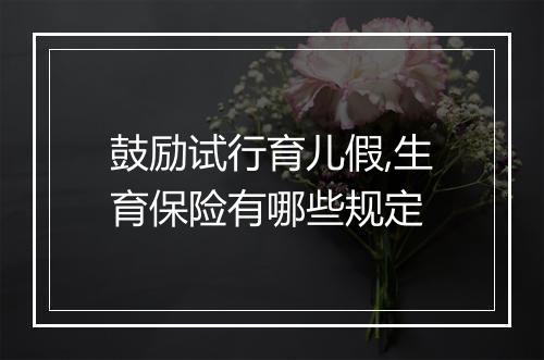 鼓励试行育儿假,生育保险有哪些规定