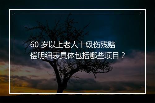 60 岁以上老人十级伤残赔偿明细表具体包括哪些项目？