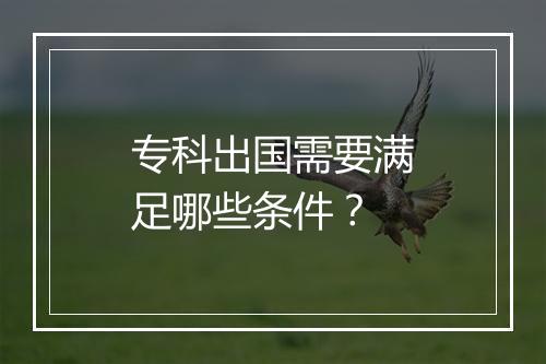 专科出国需要满足哪些条件？
