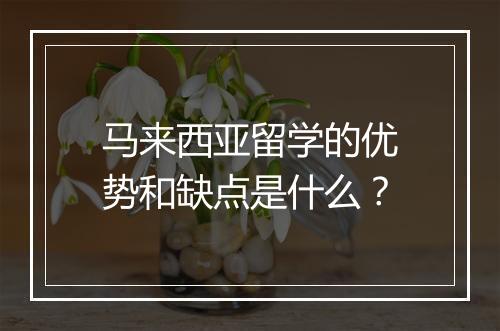 马来西亚留学的优势和缺点是什么？