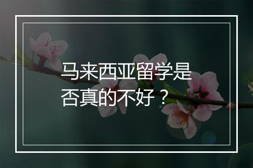 马来西亚留学是否真的不好？