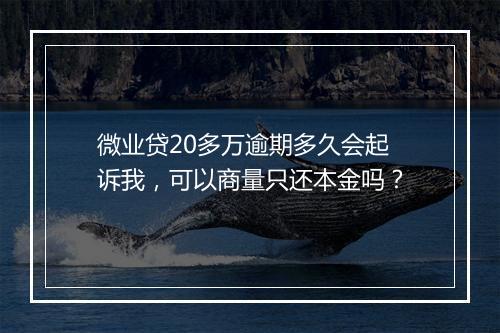 微业贷20多万逾期多久会起诉我，可以商量只还本金吗？