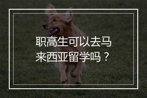 职高生可以去马来西亚留学吗？