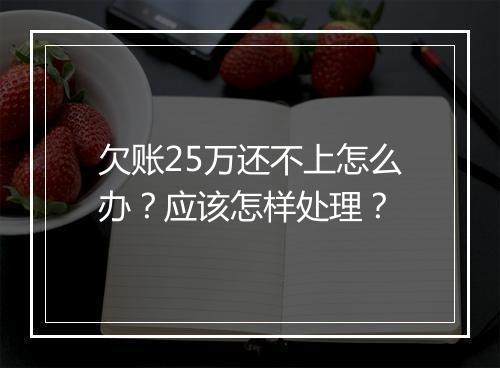 欠账25万还不上怎么办？应该怎样处理？