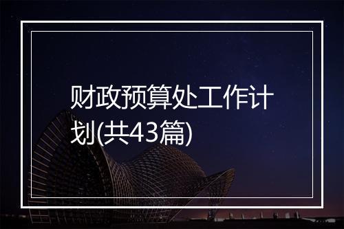 财政预算处工作计划(共43篇)