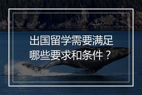 出国留学需要满足哪些要求和条件？