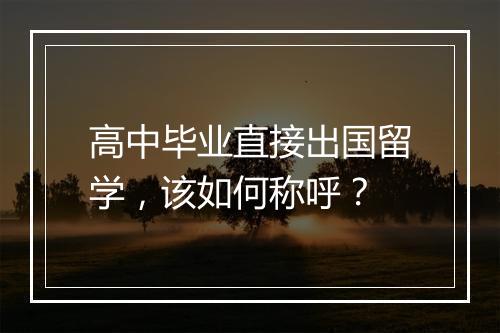 高中毕业直接出国留学，该如何称呼？