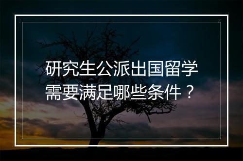 研究生公派出国留学需要满足哪些条件？