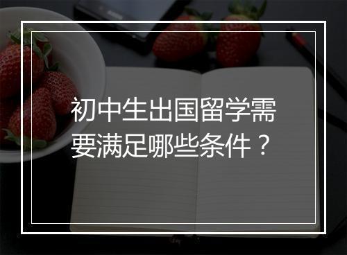 初中生出国留学需要满足哪些条件？