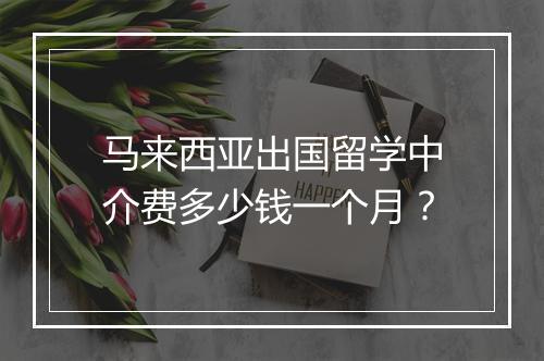 马来西亚出国留学中介费多少钱一个月？