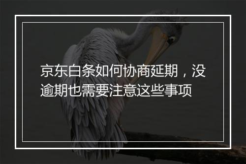 京东白条如何协商延期，没逾期也需要注意这些事项