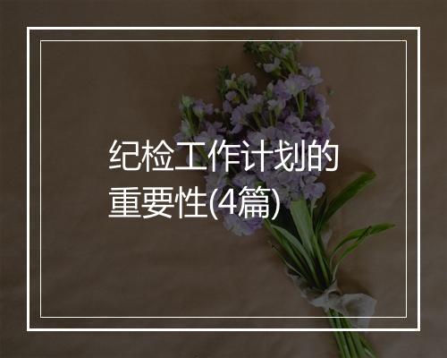 纪检工作计划的重要性(4篇)