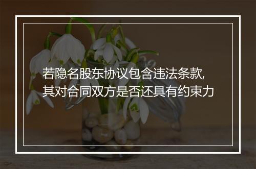 若隐名股东协议包含违法条款,其对合同双方是否还具有约束力