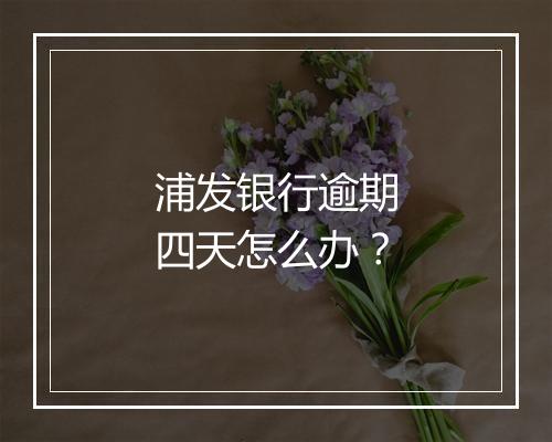 浦发银行逾期四天怎么办？