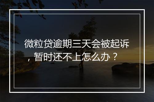 微粒贷逾期三天会被起诉，暂时还不上怎么办？