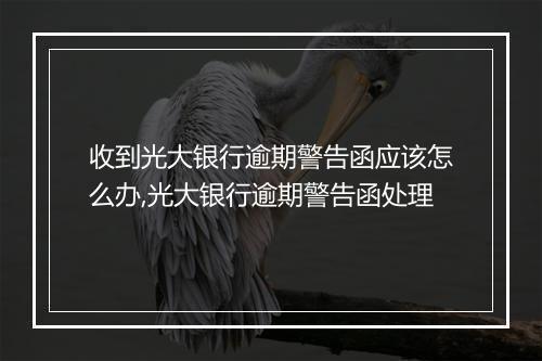收到光大银行逾期警告函应该怎么办,光大银行逾期警告函处理