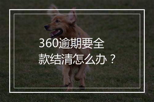 360逾期要全款结清怎么办？
