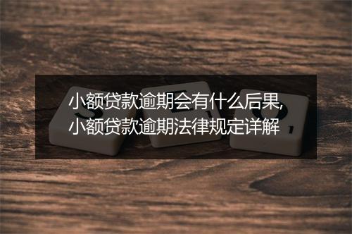 小额贷款逾期会有什么后果,小额贷款逾期法律规定详解