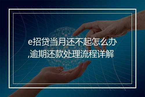 e招贷当月还不起怎么办,逾期还款处理流程详解