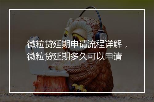 微粒贷延期申请流程详解，微粒贷延期多久可以申请