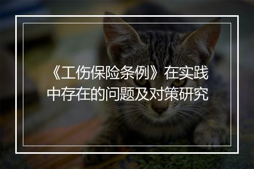 《工伤保险条例》在实践中存在的问题及对策研究