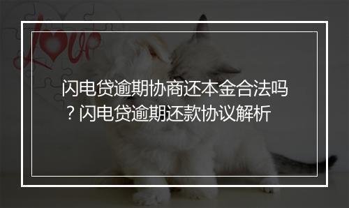 闪电贷逾期协商还本金合法吗？闪电贷逾期还款协议解析