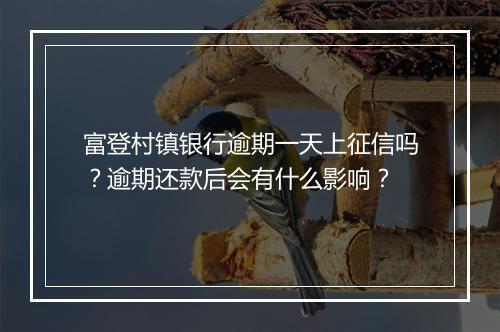 富登村镇银行逾期一天上征信吗？逾期还款后会有什么影响？