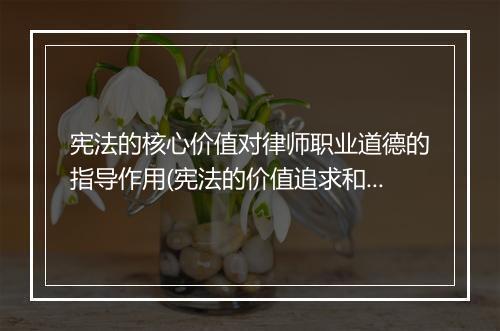 宪法的核心价值对律师职业道德的指导作用(宪法的价值追求和地位)