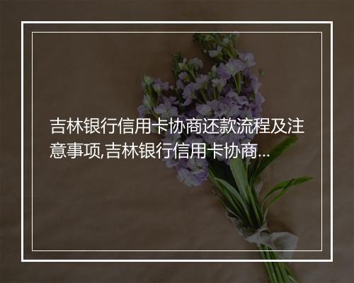 吉林银行信用卡协商还款流程及注意事项,吉林银行信用卡协商还款的具体方法介绍