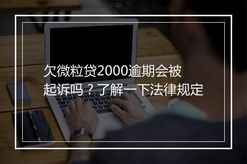 欠微粒贷2000逾期会被起诉吗？了解一下法律规定