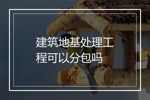 建筑地基处理工程可以分包吗