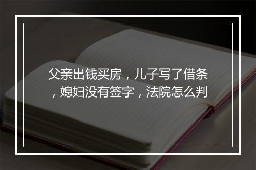 父亲出钱买房，儿子写了借条，媳妇没有签字，法院怎么判