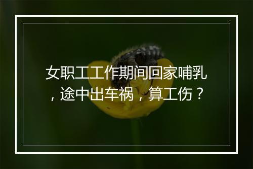 女职工工作期间回家哺乳，途中出车祸，算工伤？