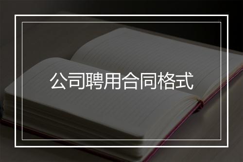 公司聘用合同格式