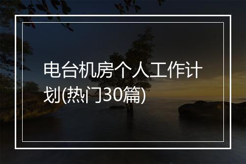 电台机房个人工作计划(热门30篇)