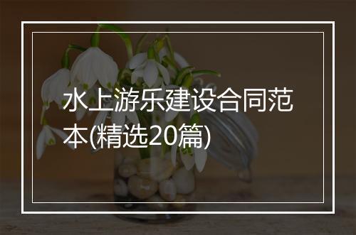 水上游乐建设合同范本(精选20篇)