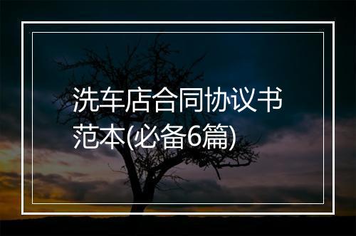 洗车店合同协议书范本(必备6篇)