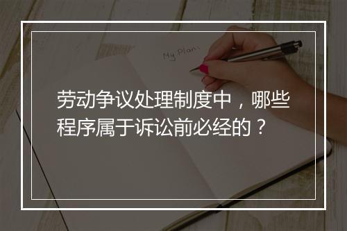 劳动争议处理制度中，哪些程序属于诉讼前必经的？
