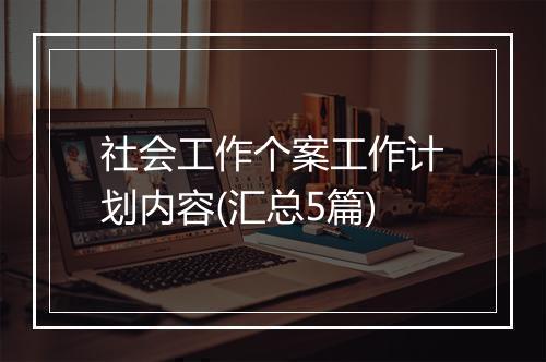 社会工作个案工作计划内容(汇总5篇)