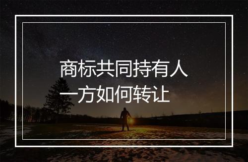 商标共同持有人一方如何转让