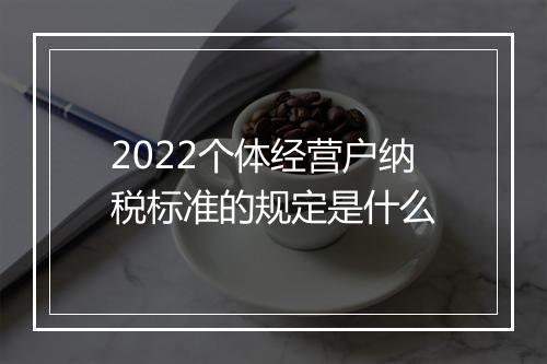 2022个体经营户纳税标准的规定是什么