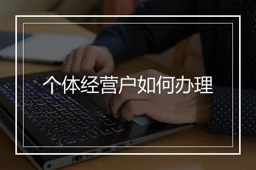 个体经营户如何办理