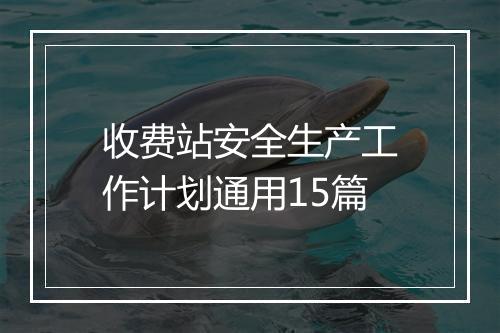 收费站安全生产工作计划通用15篇
