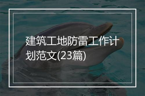 建筑工地防雷工作计划范文(23篇)