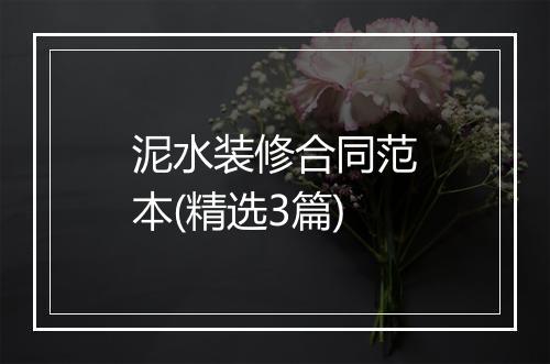 泥水装修合同范本(精选3篇)