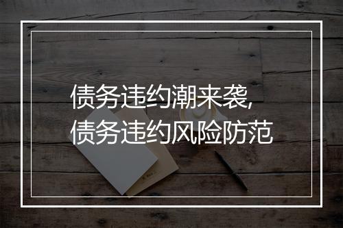 债务违约潮来袭,债务违约风险防范