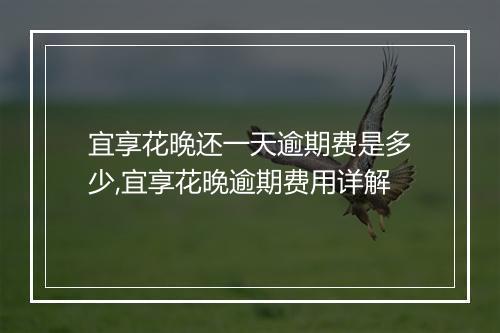 宜享花晚还一天逾期费是多少,宜享花晚逾期费用详解