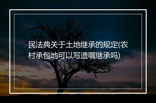 民法典关于土地继承的规定(农村承包地可以写遗嘱继承吗)