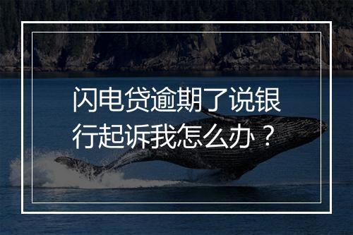 闪电贷逾期了说银行起诉我怎么办？