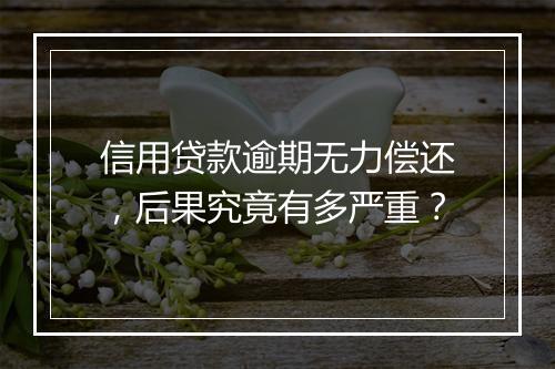 信用贷款逾期无力偿还，后果究竟有多严重？